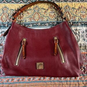 Dooney & Bourke Burgundy Pebble Grain Cooper Hobo Shoulder Bag